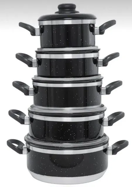 Black Speckled Cooking Pot Set (5 pcs) in Kilimani | Uncle G Mart