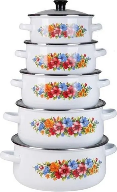 Floral Enamel Cooking Pot Set (5 pcs) in Kilimani | Uncle G Mart