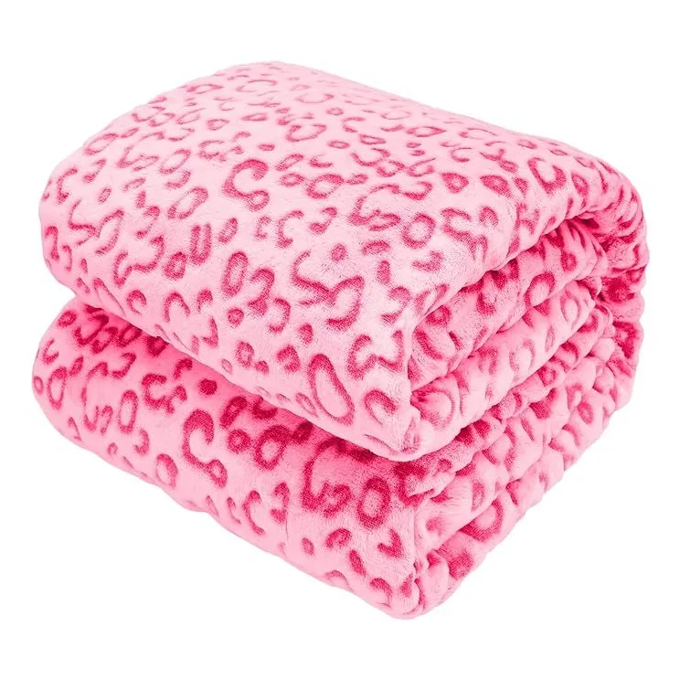 Pink Leopard-Print Fleece Blanket - Uncle G Mart Kilimani, Nairobi