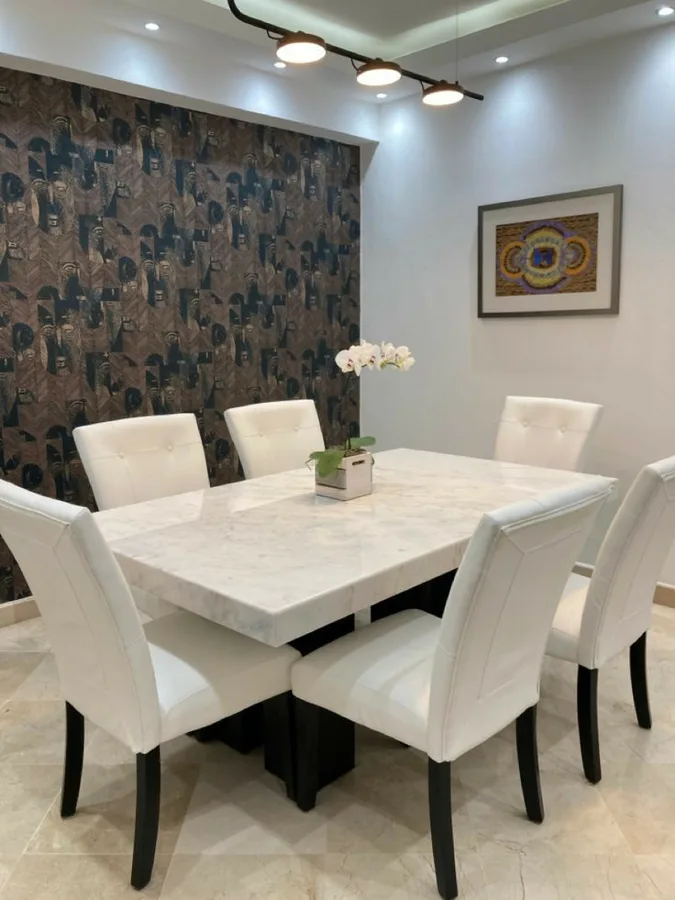White Marble-Top Dining Set with Cushioned Chairs in Kilimani | Uncle G Mart